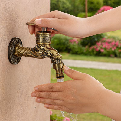 robinet mural extérieur dragon en laiton eau qui coule