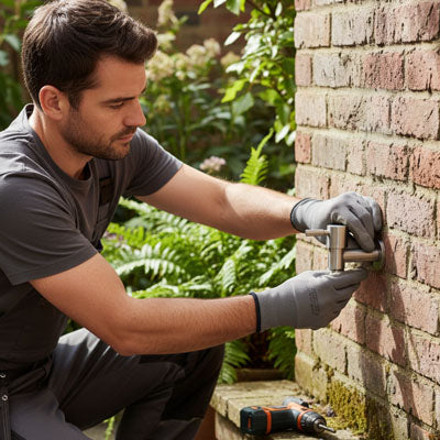 robinet extérieur mural avec outils de bricolage